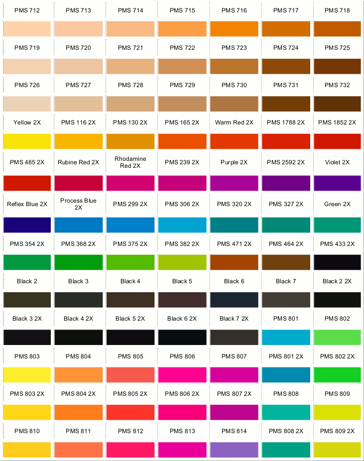 Pms Match Chart